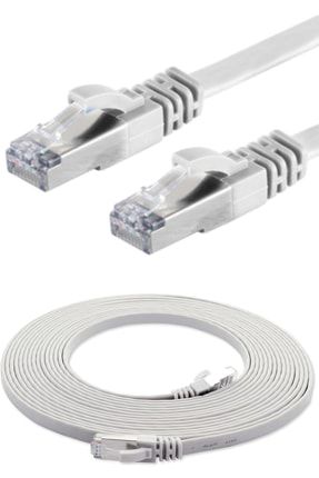 Cat7 Yassı Beyaz Ftp Ethernet Network Kablosu 10 m CAT7-3100