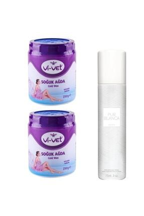 Mavi Kavanoz Soğuk 250g Ağda 2 Adet + Pur Blanca Kadın Deodorant Ağavset-249