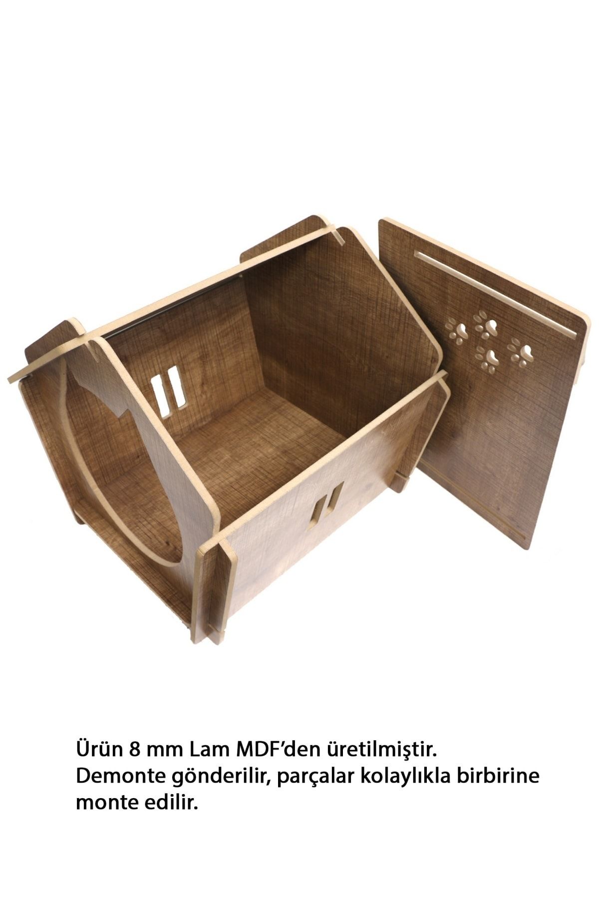 HobiMax-Decorative Wooden Cat Nest with Paw Pattern 3