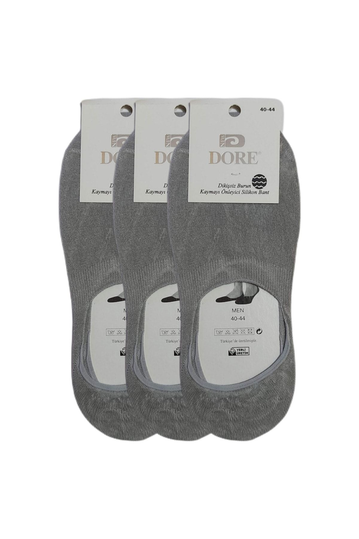 DORE Men s Gray Seamless Non Slip Silicone Modal Ballerina Socks 3