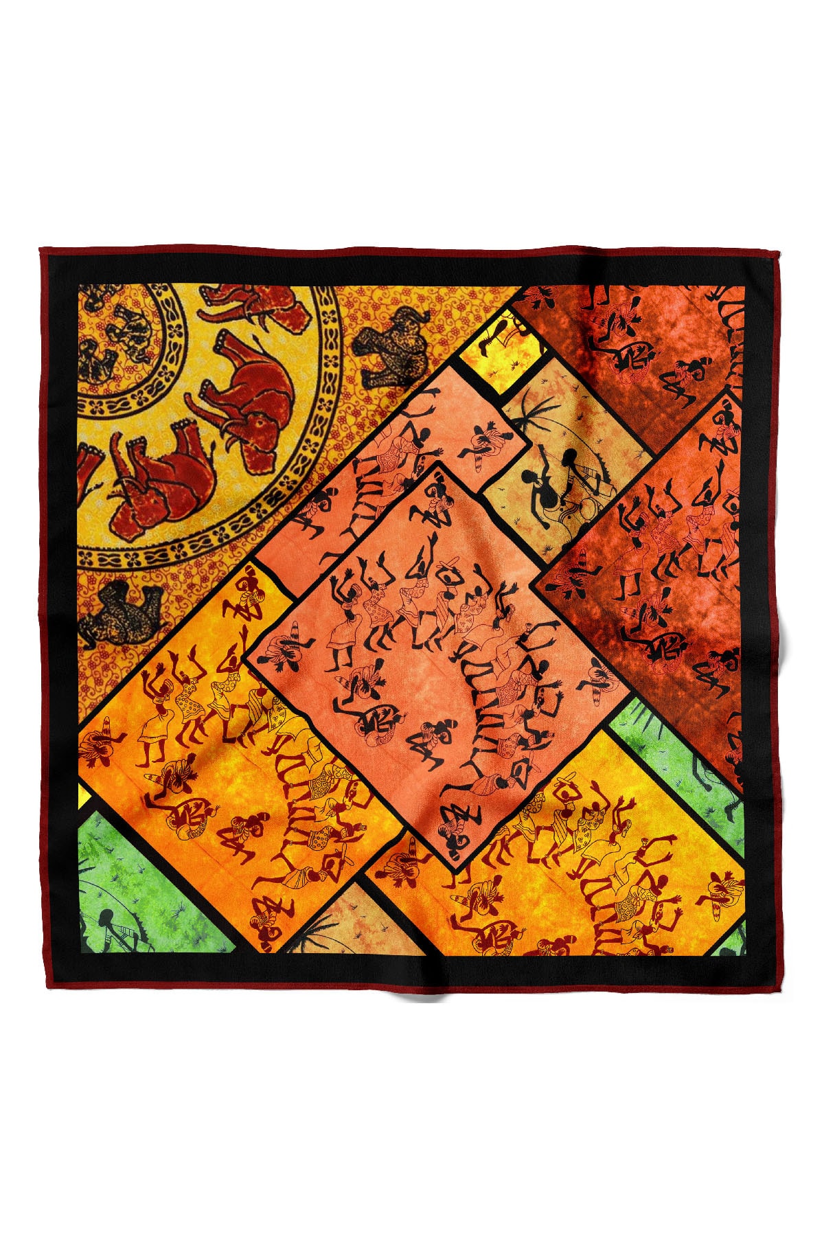 Z61 Kadın African Patchwork Desenli Bandana 50x50 Dg0216-22