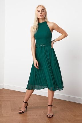 Yeşil Kemerli Elbise TWOSS20EL1341
