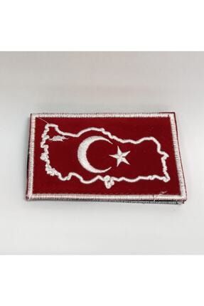 Kırmızı Türk Bayrağı Türkiye Harita Desenli Peç/arma/patch/kot Yama Kırmızı Türkiye Harita Desenli Peç