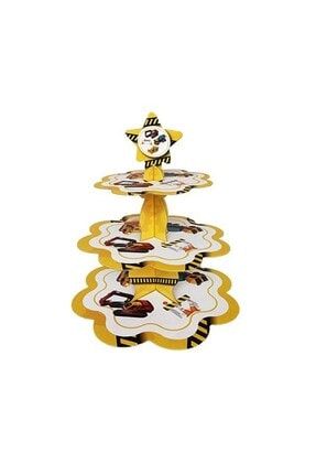 Inşaat Makineleri Temalı Karakterli Kek Standı Karton Cup Cake Standı 3 Katlı Piramit Kurabiye Kule TEMALIKEKSTANDI