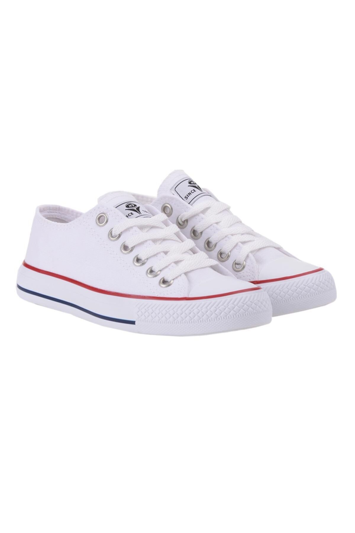 Kadın Beyaz Keten Kanvas Spor Ayakkabı 211-1842