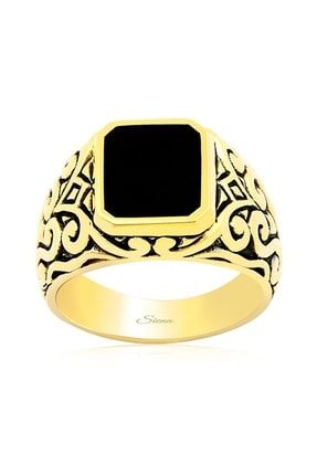 Erkek Altın 14 Ayar Oniks Taşlı Yüzüğü. YK01293