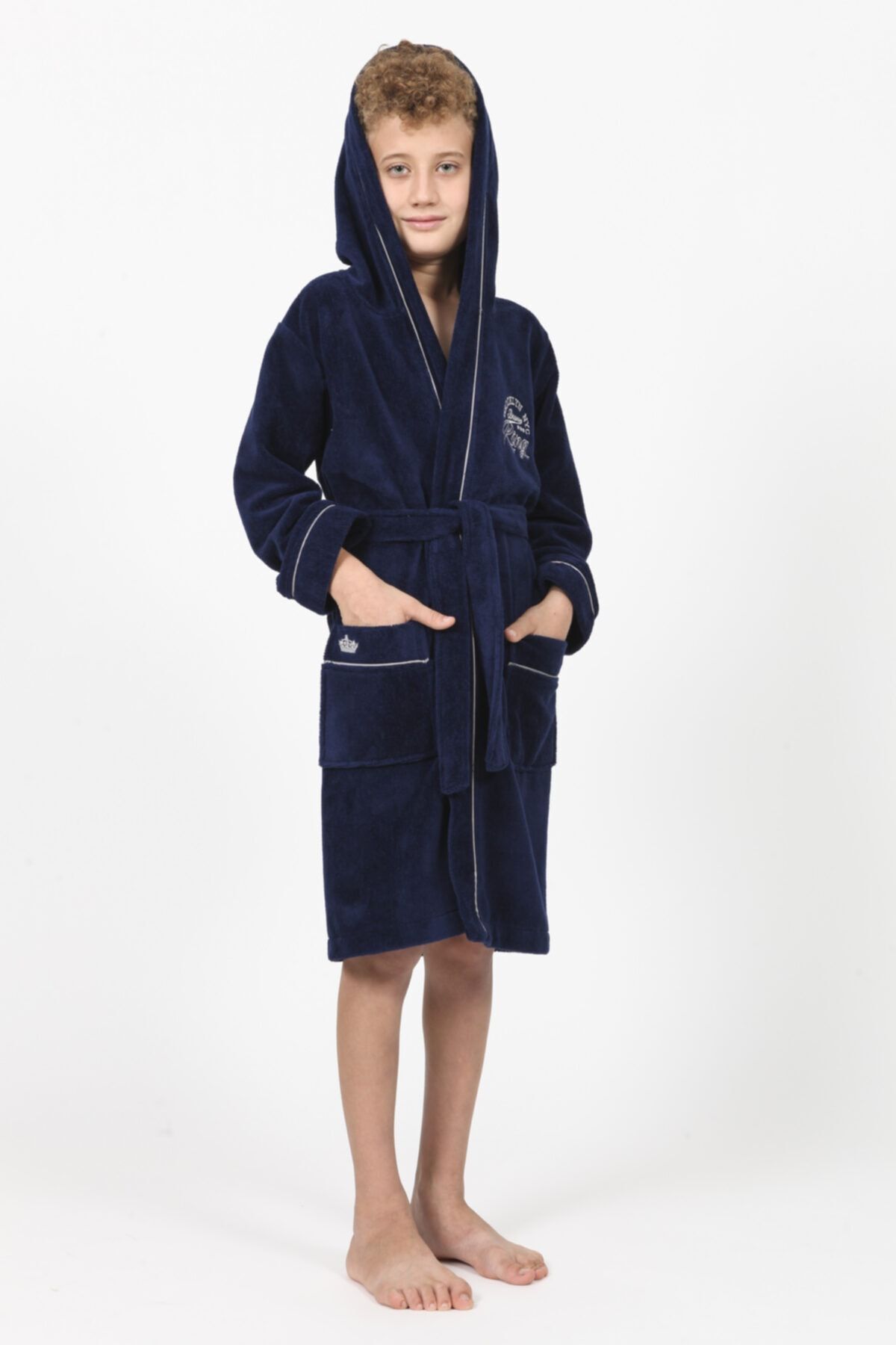 Nuşa Halat De Baie Tânăr Din Bumbac Bamboo Brodat Brooklyn Nyc King Masculin - 9–10 years