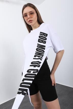Kadın Beyaz Beli Bağlamalı T-shirt P-0000159