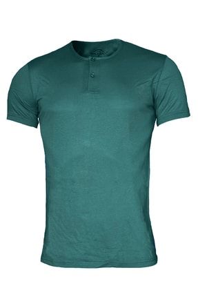 Erkek Yeşil Düğmeli Yaz Serinliği Tshirt 083