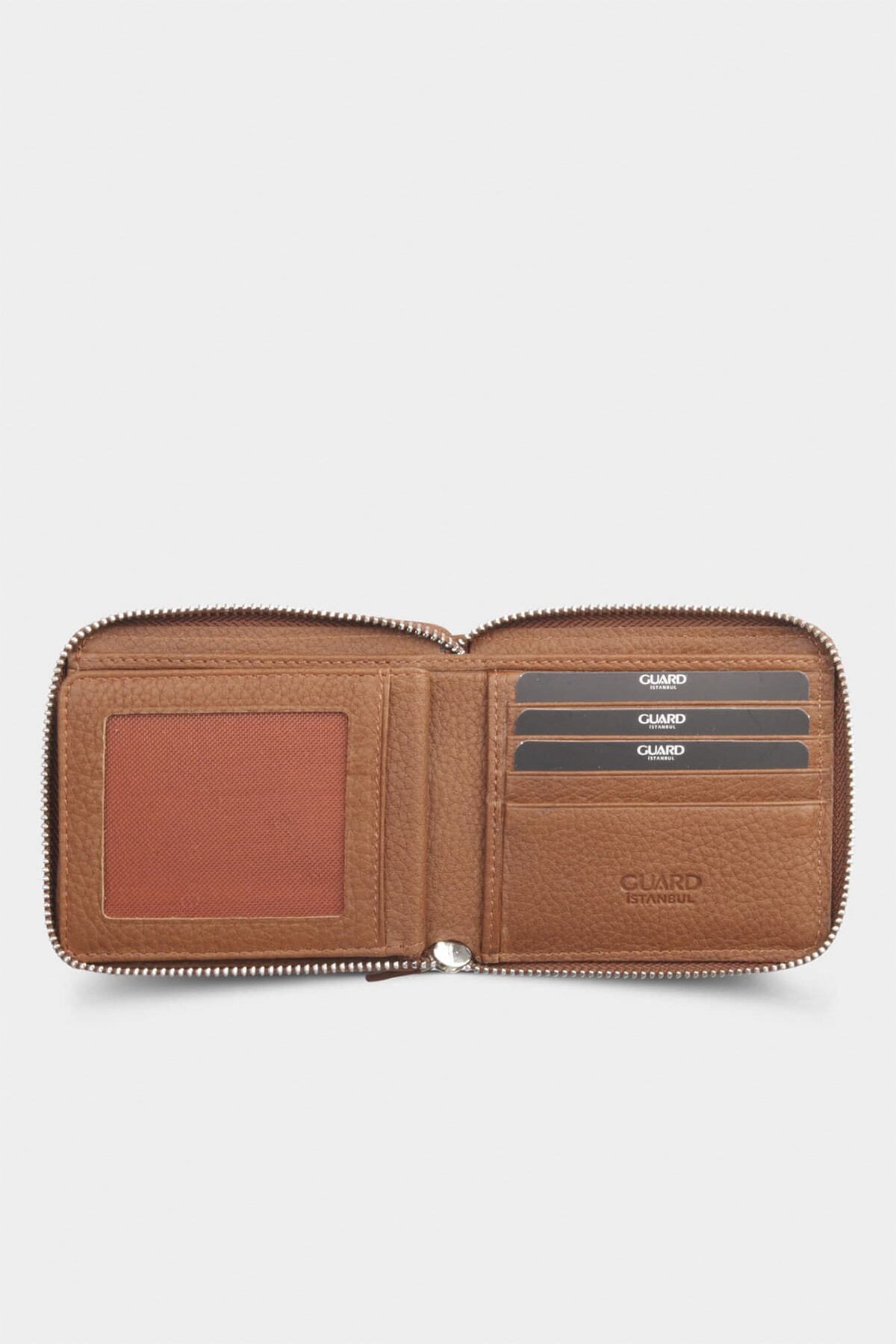 GUARD-Retro Zippered Leather Tan Wallet 3