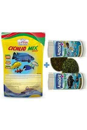 Cichlid Mix Granül Protein Bitkisel Karışık 860 G Malawi Ciklet Balık Yemi + 30 Gr + 30 Gr lts-860-cichlid-mix-amore-40