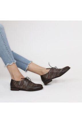 Kadın Kahverengi Deri Özel Tasarım Ayakkabı SİD
