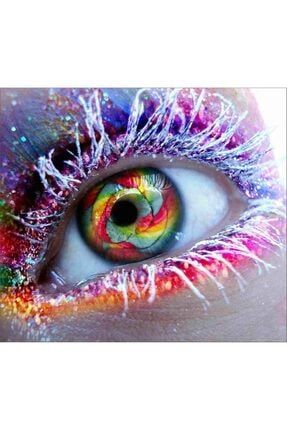 Sanat Yakın Çekim Renkler Içinde Bir Göz Elmas Mozaik Tablo/ Mozaik Puzzle 50x50cm E20202655m E20202655M
