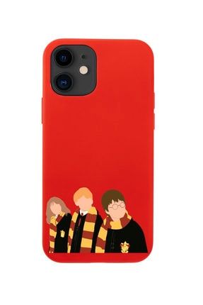 Iphone 12 Harry Ron Hermione Tasarımlı Kırmızı Telefon Kılıfı MCIP12LHRHP