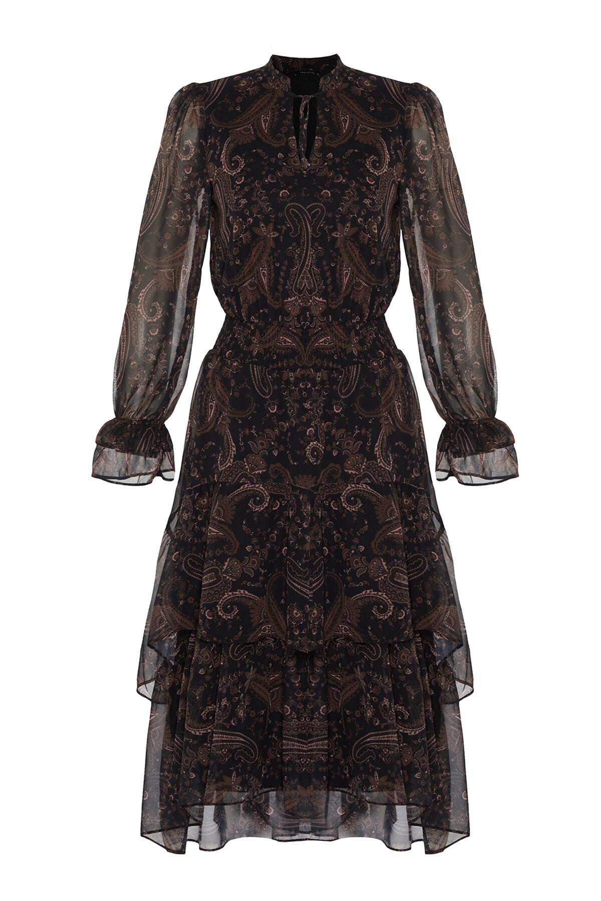 Trendyol Collection-Mehrfarbiges, gewebtes Winterkleid mit Neckholder TWOAW21EL1448 15