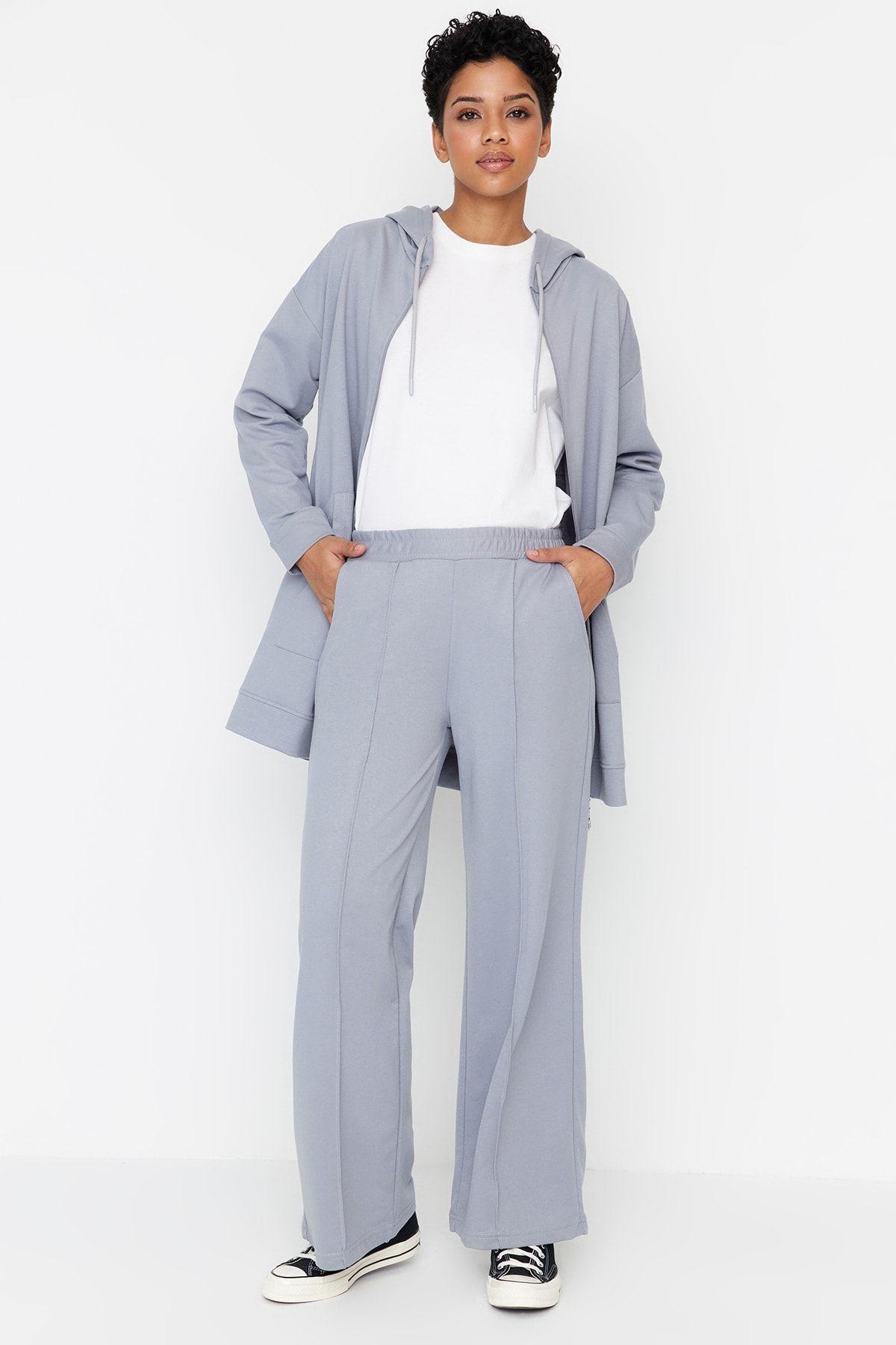 Trendyol Modest Sweatpants - Blue - Wide leg