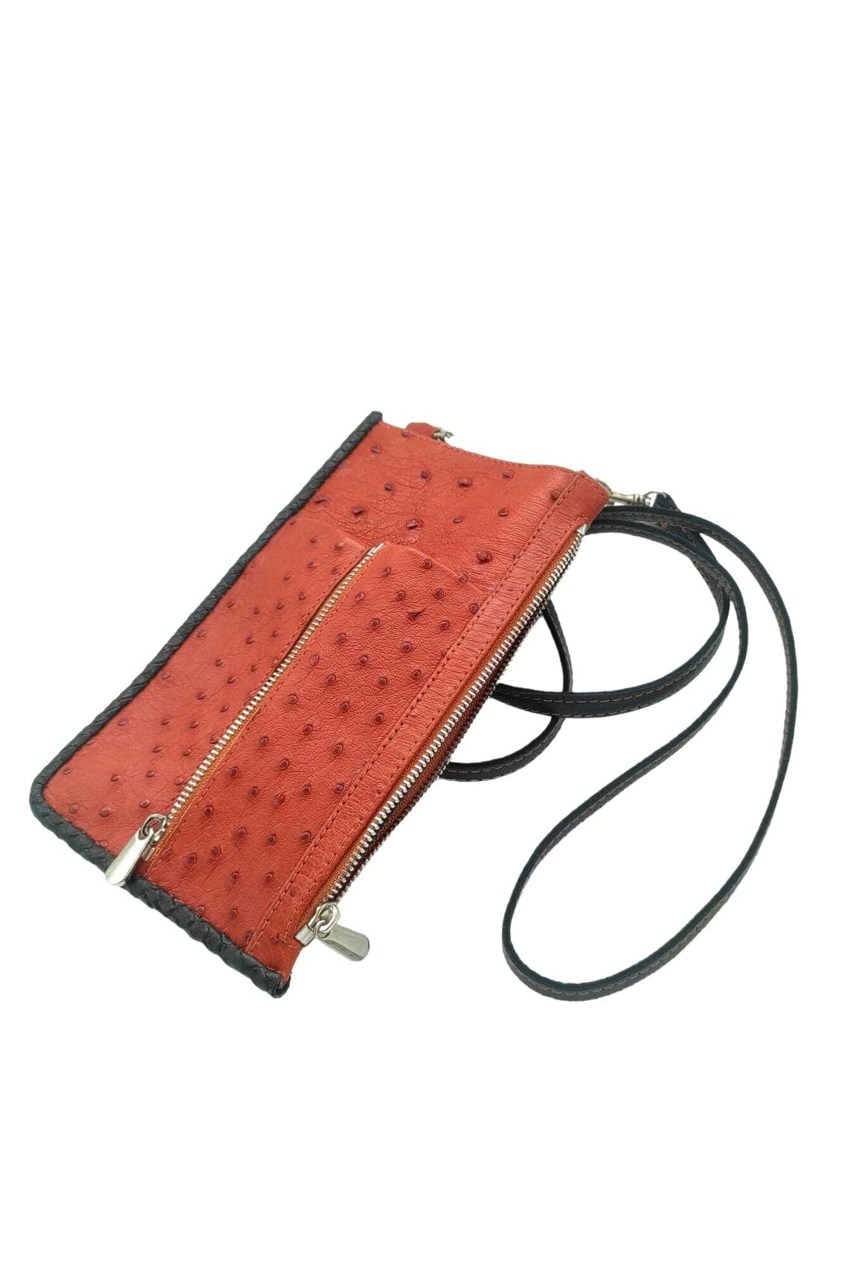 muub leather Özel Tasarım Hakiki Devekuşu Derisi Omuz Cüzdan Çantası UX9516