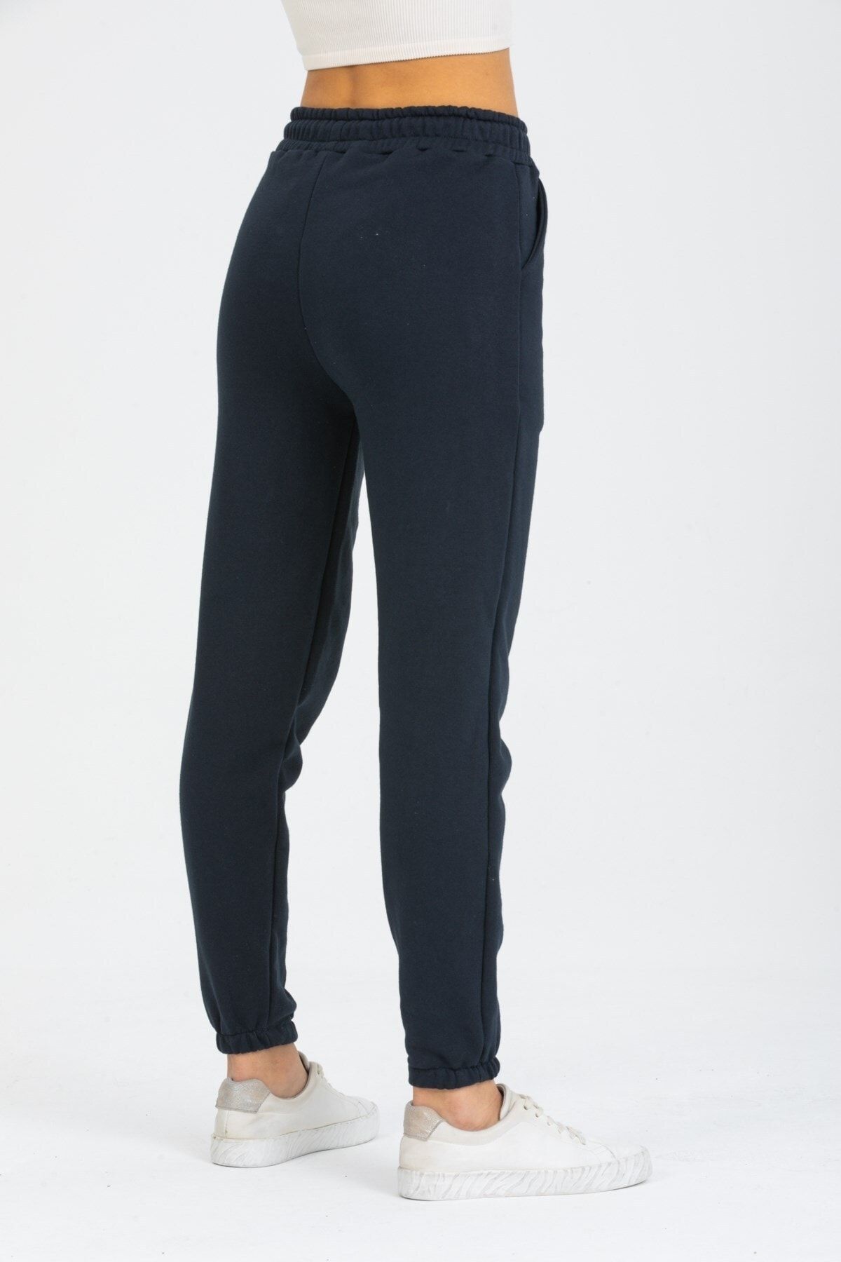 Deafox-Marineblaue Jogginghose mit hoher Taille und drei Fäden für Damen 3