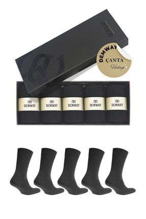 Erkek Siyah Premium 5li Bambu Çorap DEM_001