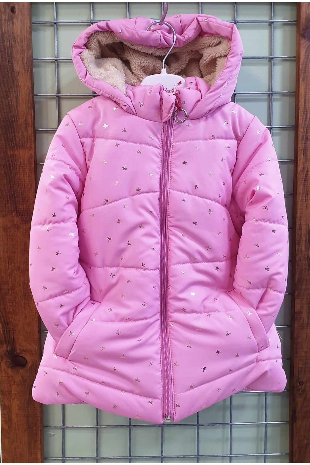 Girls fur shop lined coat