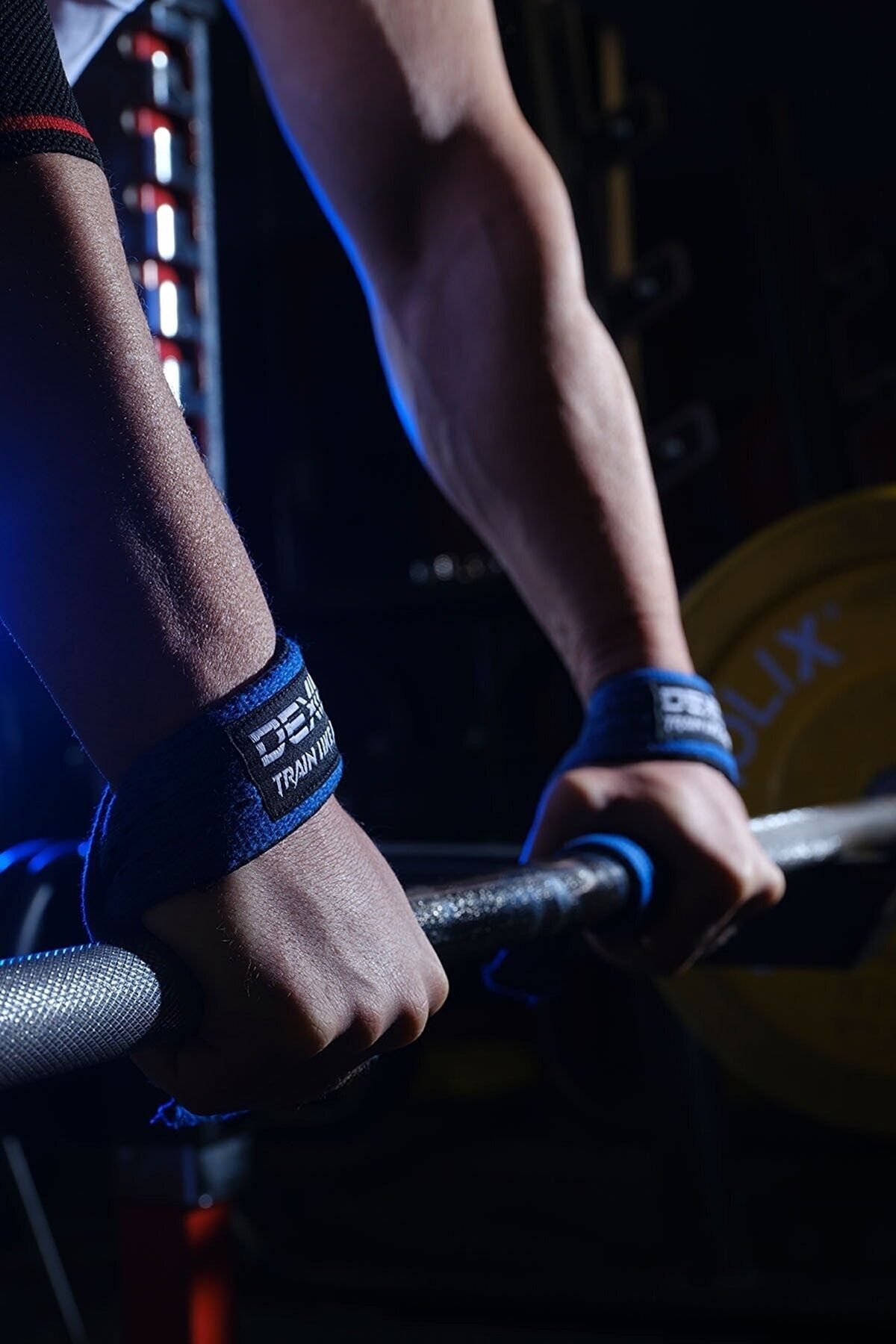 دستکش وزنه برداری مشکی بند تناسب اندام CrossFit تسمه های بلند کردن زانو بسته Dex Supports