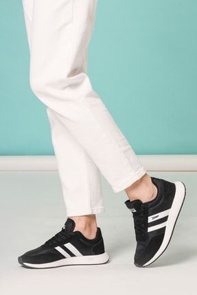 26231 Siyah - Beyaz Kadın Günlük Rahat Yürüyüş Koşu Sneaker Spor Ayakkabı