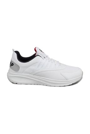 27537 Beyaz - Lacivert - Kırmızı Erkek Günlük Rahat Yürüyüş Sneaker Spor Ayakkabı
