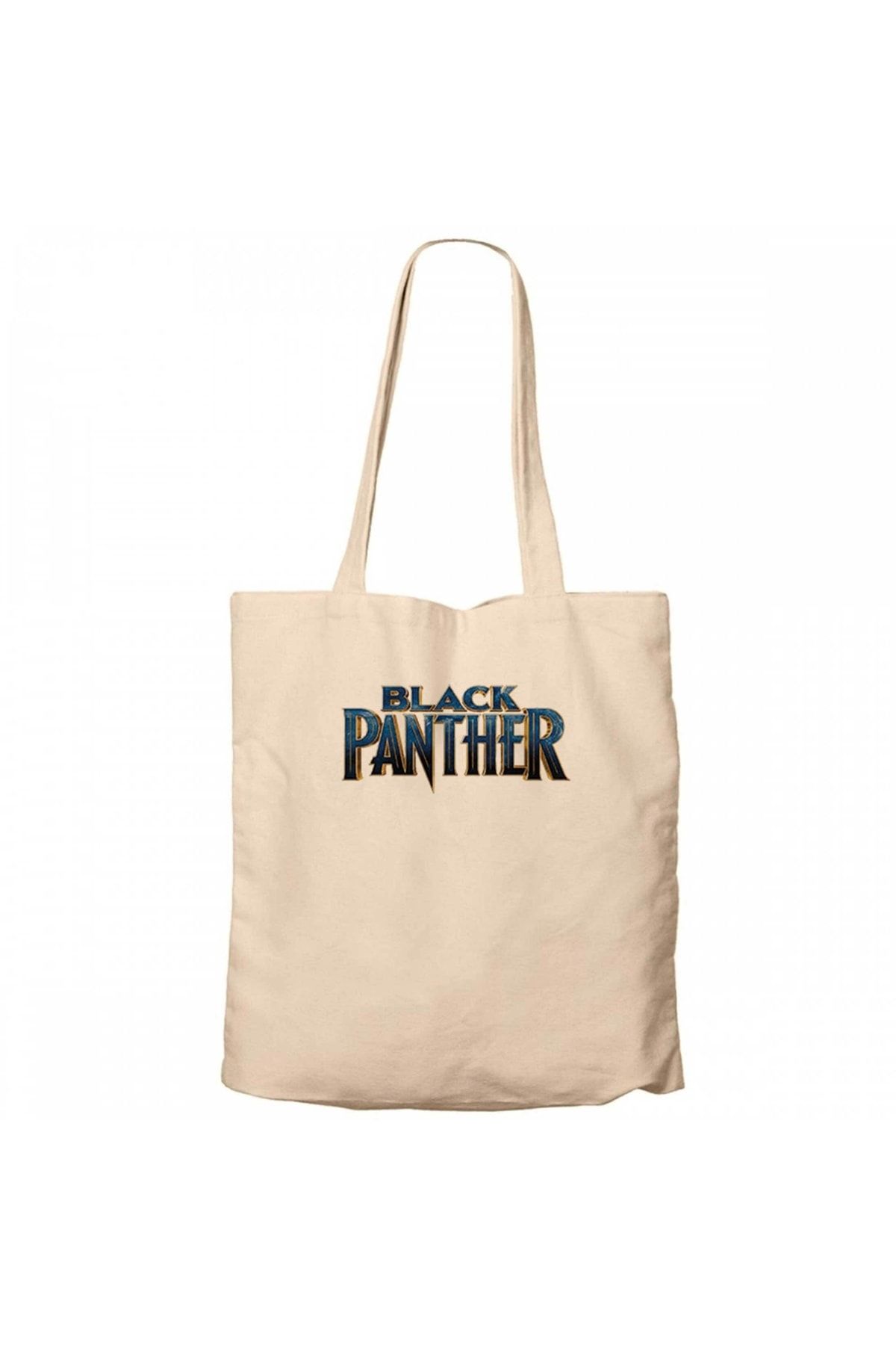 Z zepplin Black Panther Blue Text Cream Canvas Tote Bag Trendyol