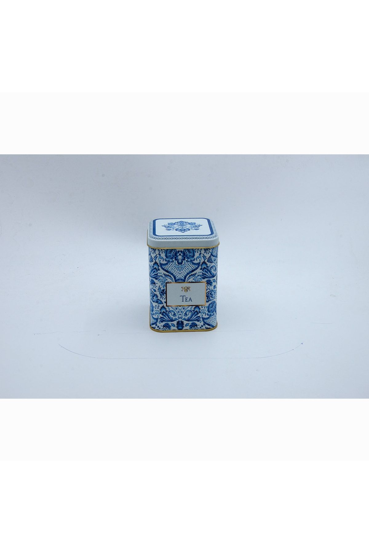 EVLE-Er008-y2 Azulejos Tea Patterned Square Metal Storage Container 8x8 Cm 2