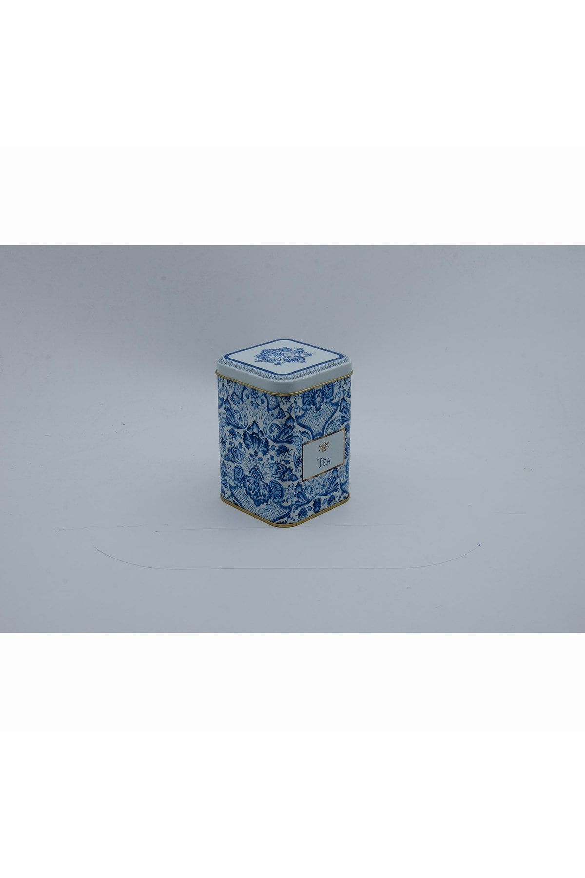 EVLE-Er008-y2 Azulejos Tea Patterned Square Metal Storage Container 8x8 Cm 3