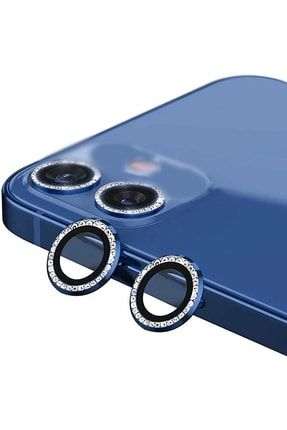Iphone 11 / Iphone 12 /iphone 12 Mini Uyumlu Mavi Swarovski Taşlı Kamera Lensi Koruyucu TYC00488644846