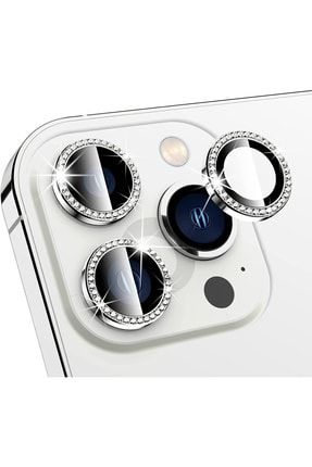 Iphone 11 Pro / Iphone 11 Pro Max /iphone 12 Pro Uyumlu Gümüş Swarovski Taşlı Kamera Lensi Koruyucu 11protaşlı