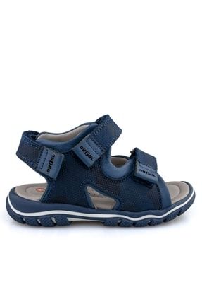 Hakiki Deri Lacivert Cırtlı Erkek Bebek Sandalet 1059223E