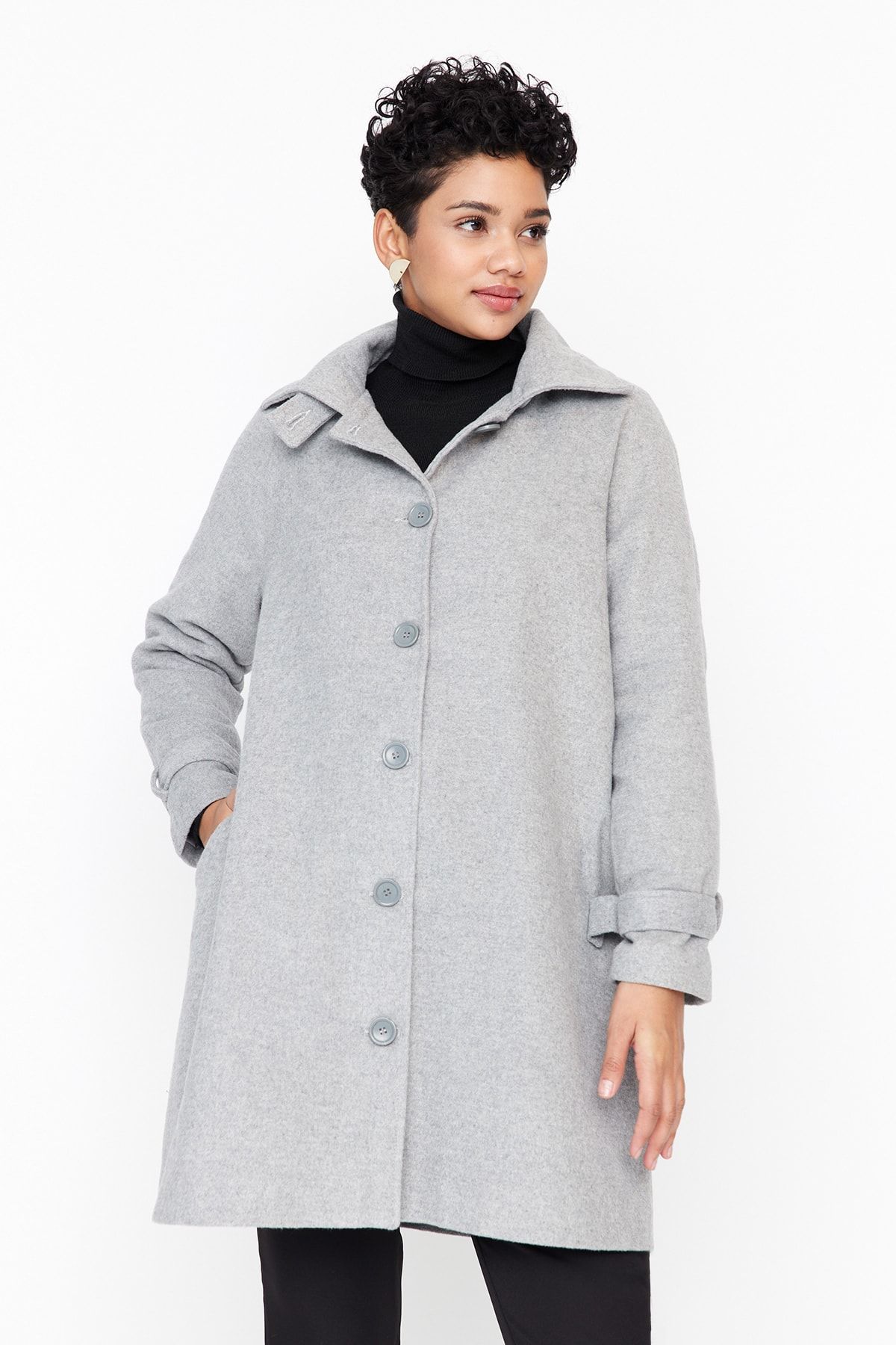 Mint velvet grey top funnel neck coat