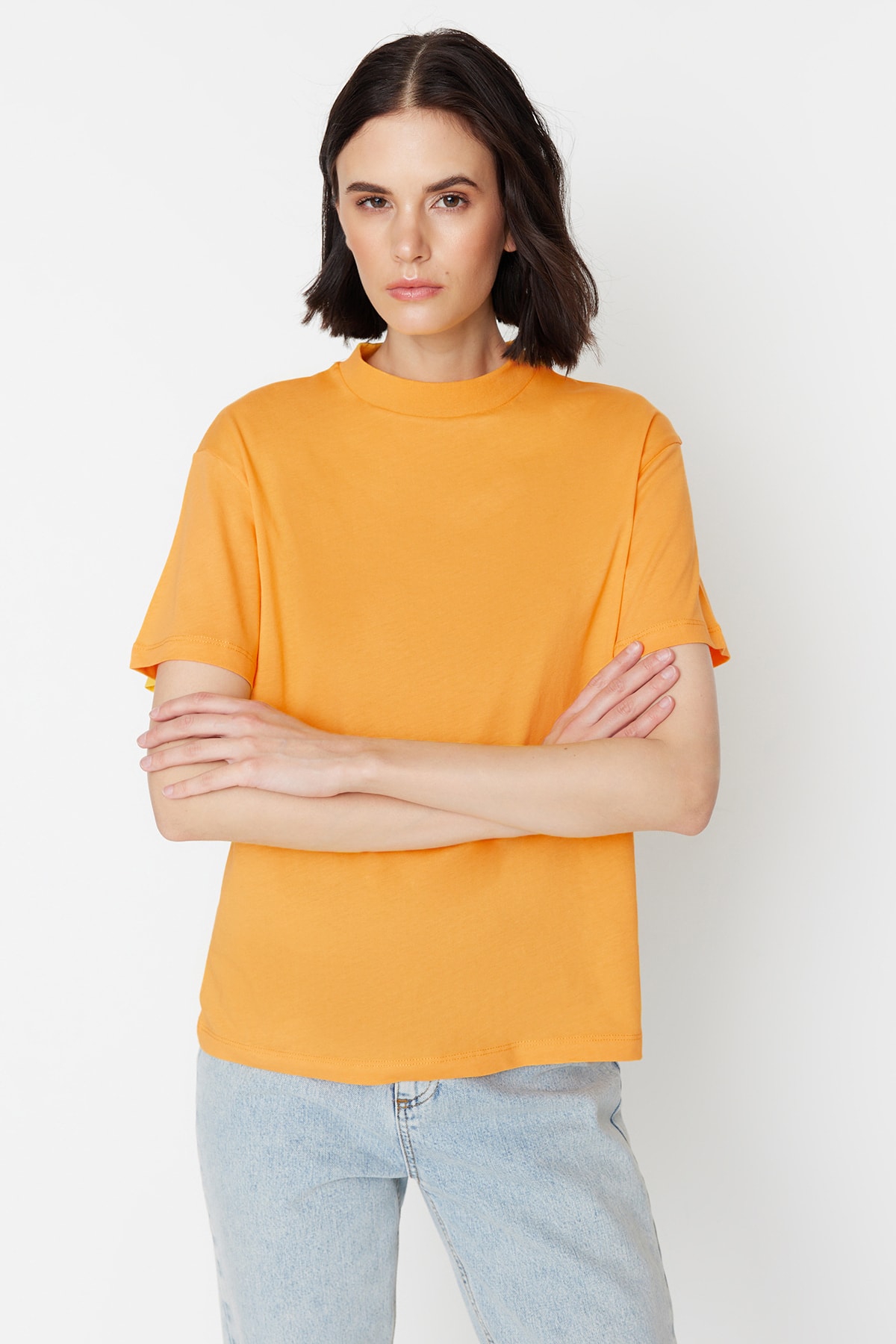 Trendyol Collection T-Shirt Orange Regular Fit Fast ausverkauft