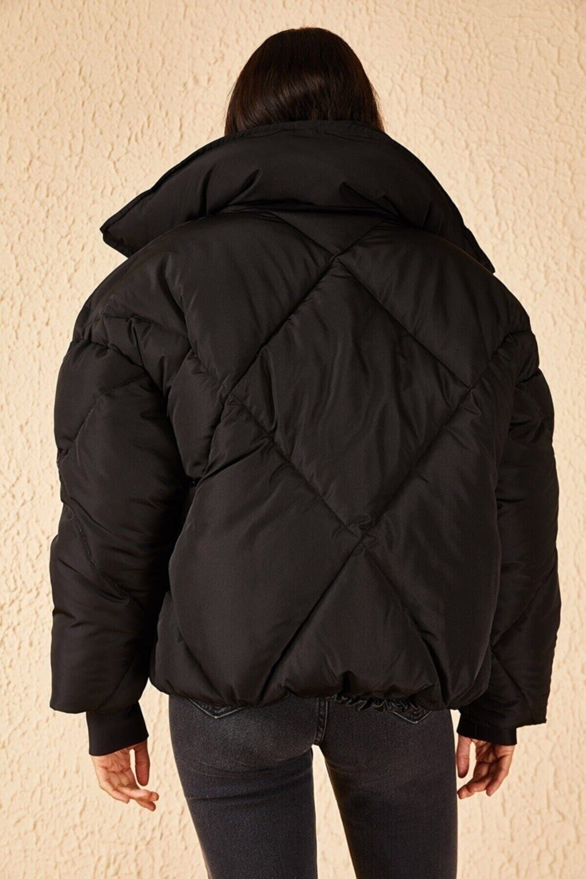 Manteau matelassé col droit avec motif baklava Sen Club 2109 - Görsel 5