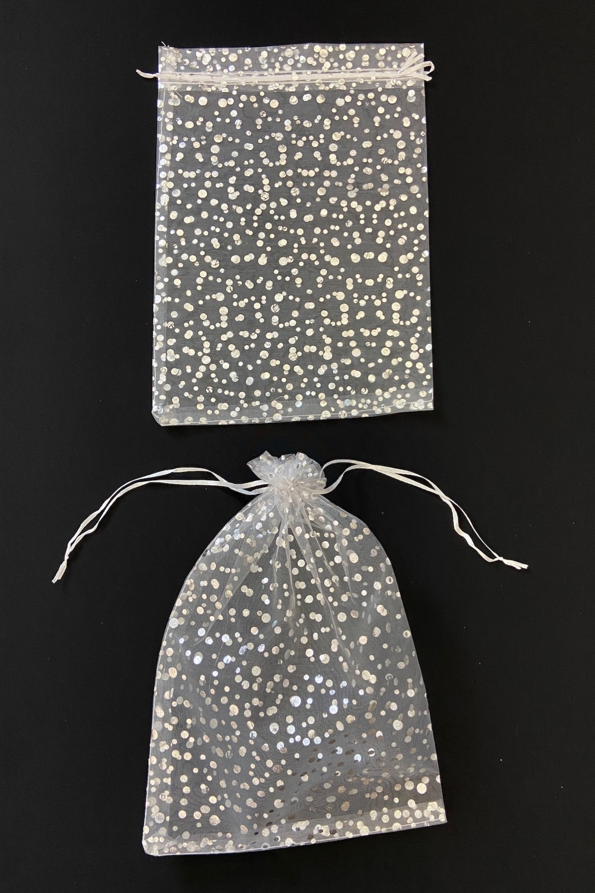 ZEYMERADE Gümüş Havlu Terlik Seccade Bohça Çeyiz Hediye Kesesi 5 Adet Ölçü 24x34cm