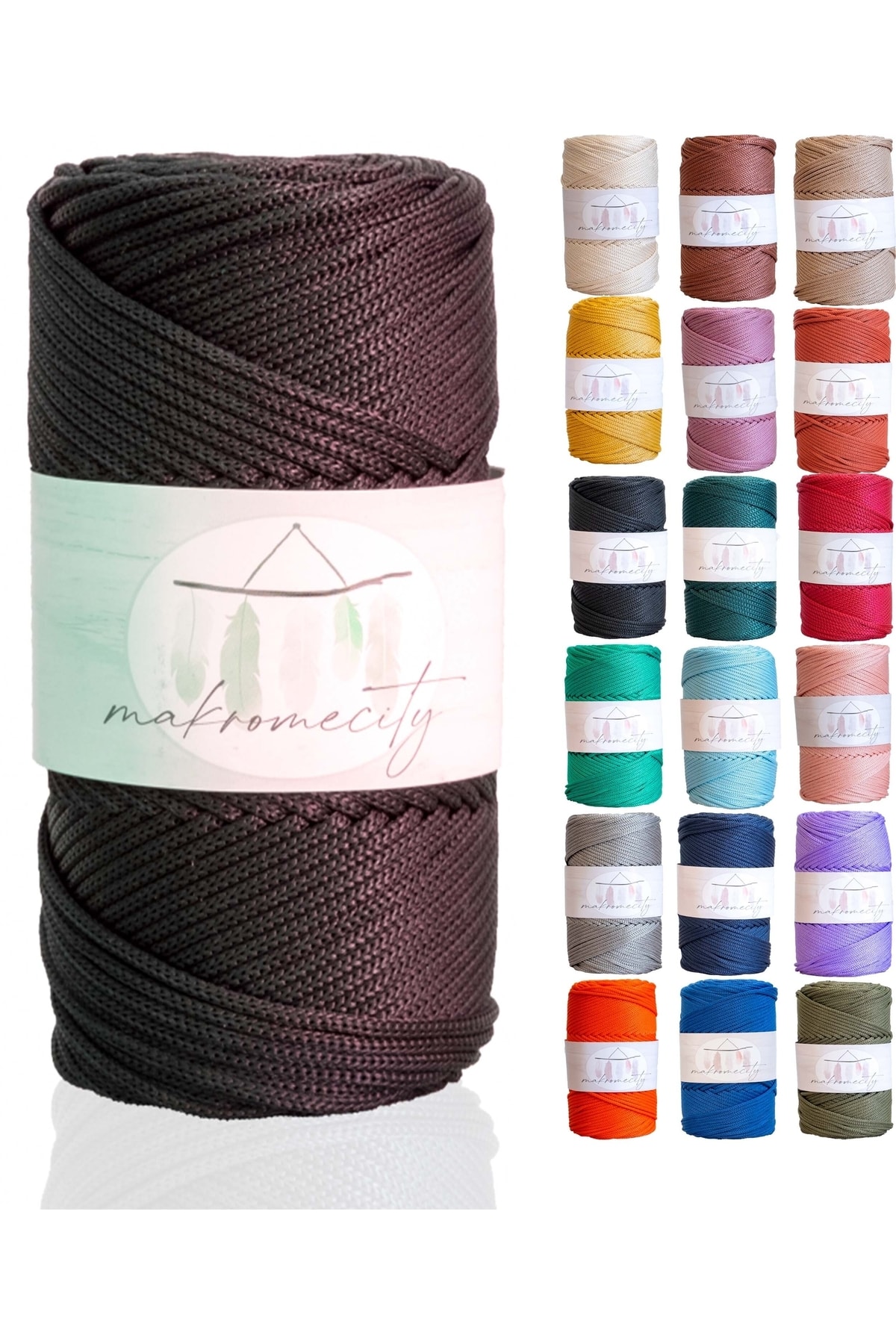 Makromecity Premium 100 Gr Polyester Makrome Ipi Acı Kahve 2mm - 120 M Supla Ip Ve Çanta Ipliği