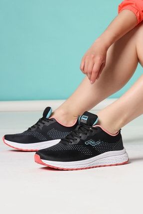 27377 Siyah - Mint Yeşili Kadın Günlük Rahat Yürüyüş Sneaker Spor Ayakkabı