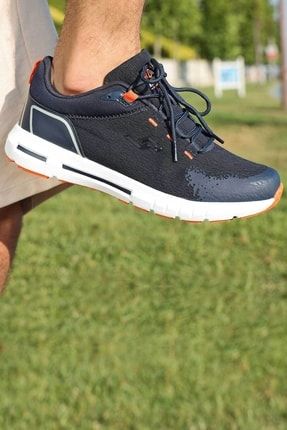 26402 Lacivert - Turuncu Erkek Günlük Rahat Yürüyüş Koşu Sneaker Spor Ayakkabı