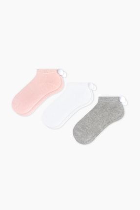 3 Lü Havlu Ponponlu Patik Bebek Çorabı ONL-01230_ASR