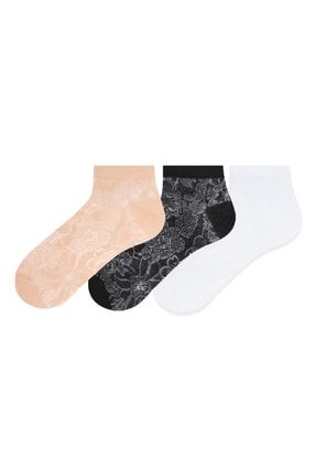 3lü Dantelli Patik Kadın Çorabı ONL-01715