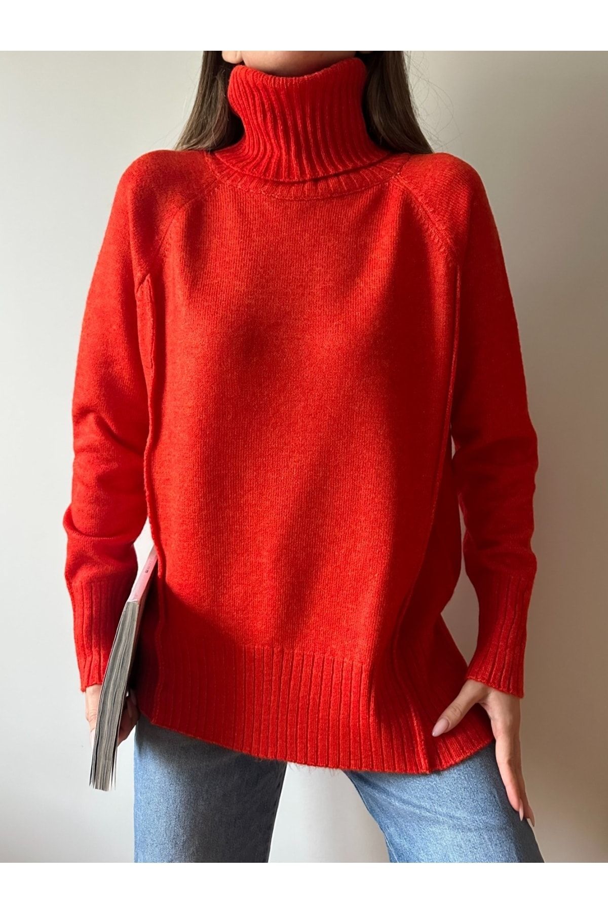 JM Turtleneck Knitwear Sweater Orange Trendyol