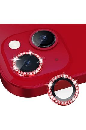 Iphone 13 / 13 Mini Uyumlu Kırmızı Swarovski Taşlı Kamera Lensi Koruyucu TYC00488659531