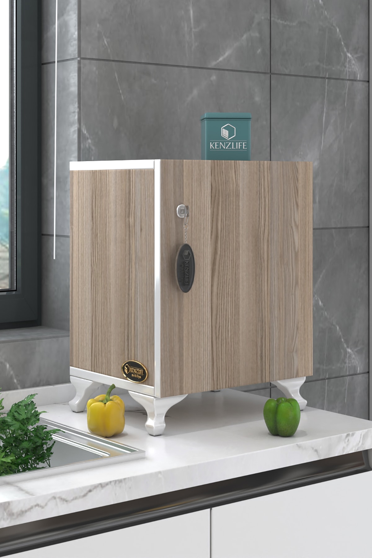 Kenzlife Mutfak Dolabı Zehra 068*030*032 Crd Kilitli Tekerlekli