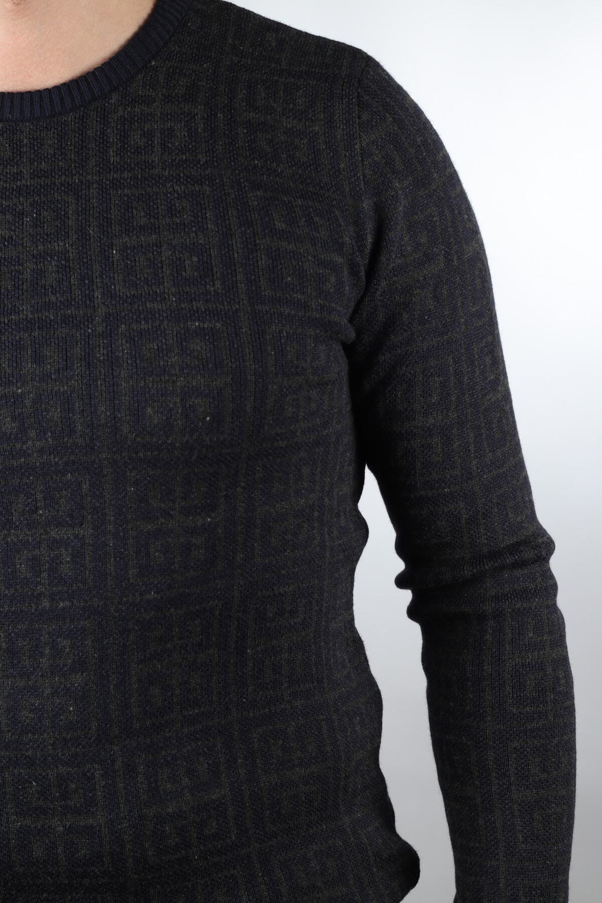 بافت و پلیور مردانه آبی سرمه ای Pointback | 5416 اورجینال - تصویر 3