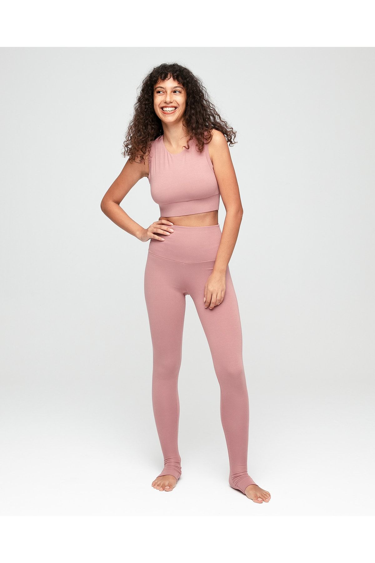 Ayma Active Pembe Yüksek Bel Ekstra Uzun Topuğa Geçen Ecovero™ Viskoz Tayt