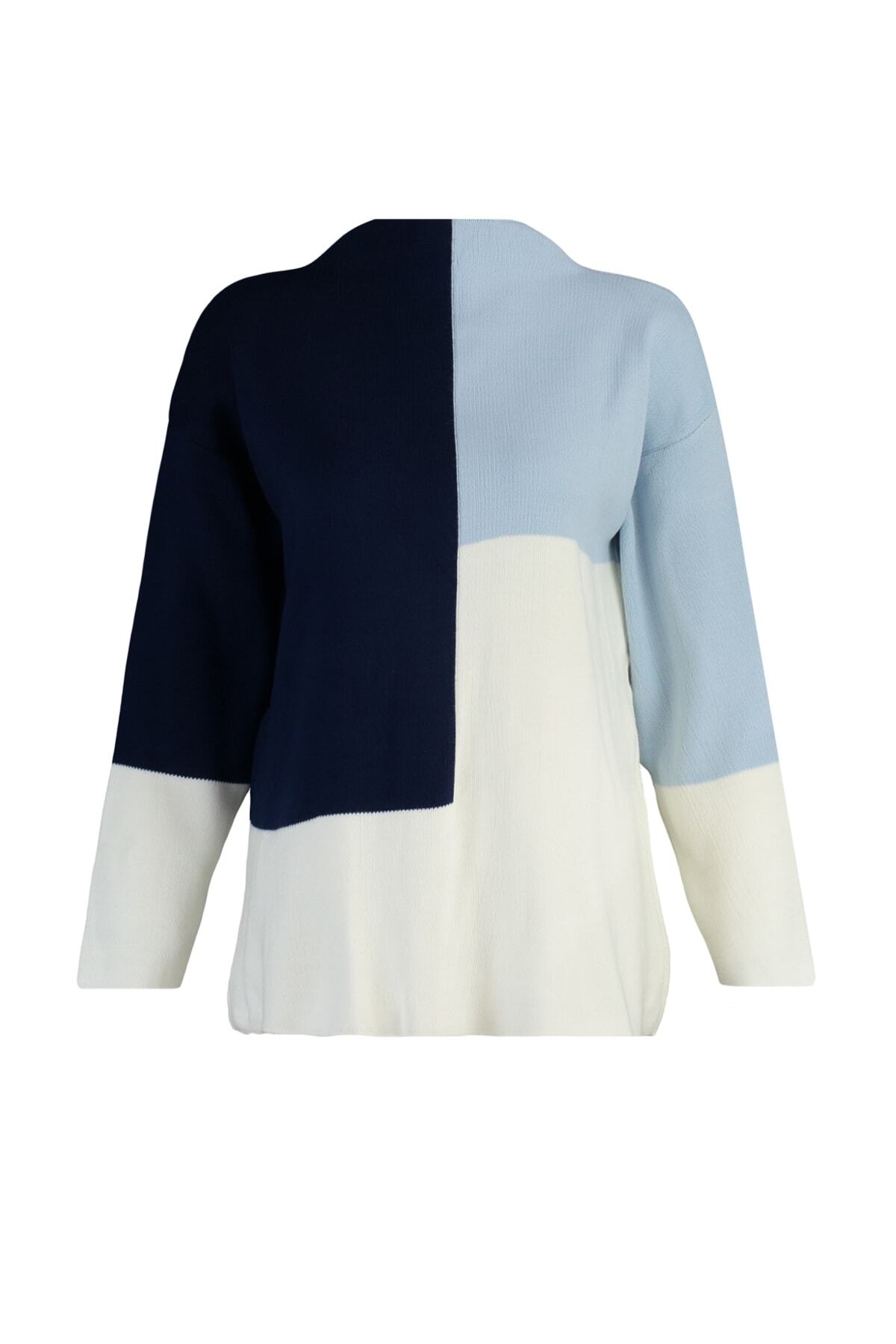 Trendyol Modest-Modrý úpletový sveter s vysokým golierom TCTAW22AK0054 6