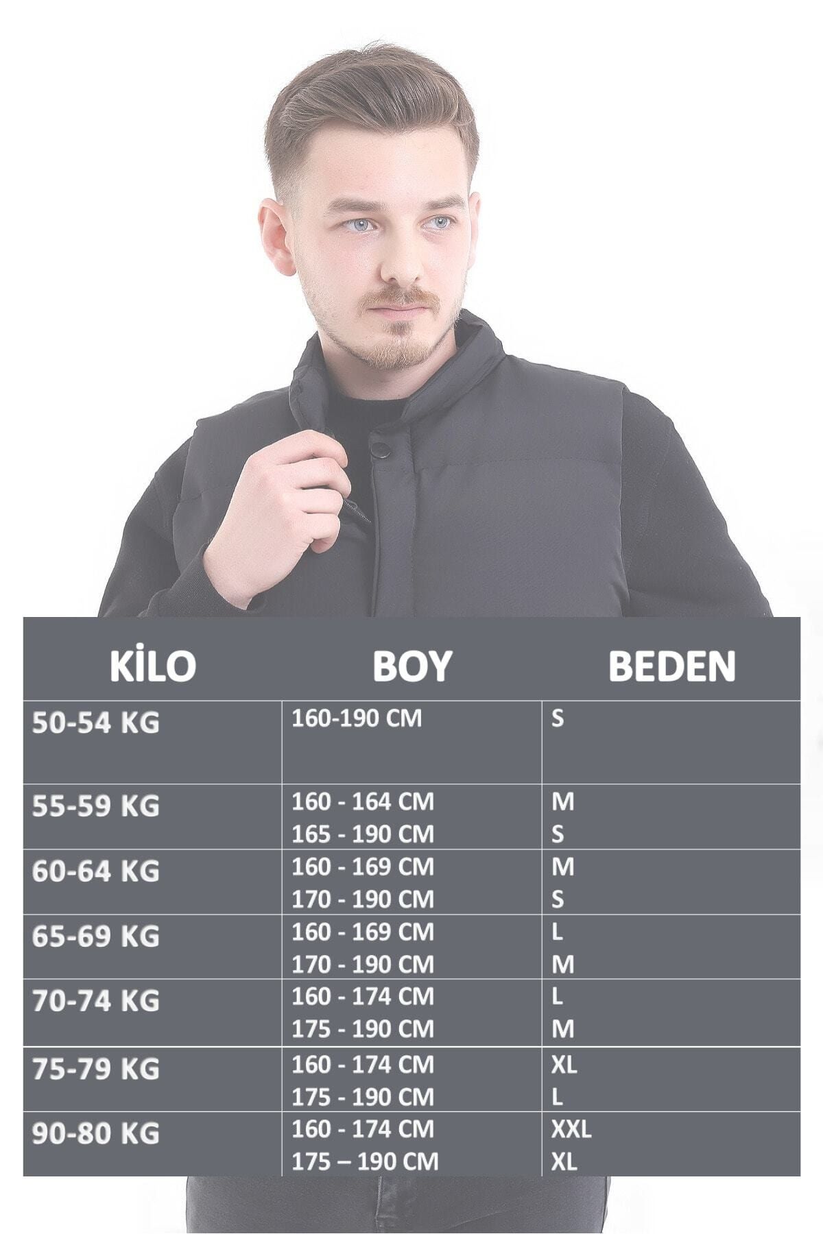 Modonwear Erkek Siyah Dar Kalıp Dik Yaka Şişme Yelek QE8236