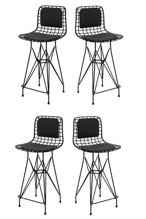 Tel Bar Sandalyesi 4 lü Mağrur Syhsyh Sırt Minderli 65 cm Oturma Yüksekliği MB.SND.05.04.01.801